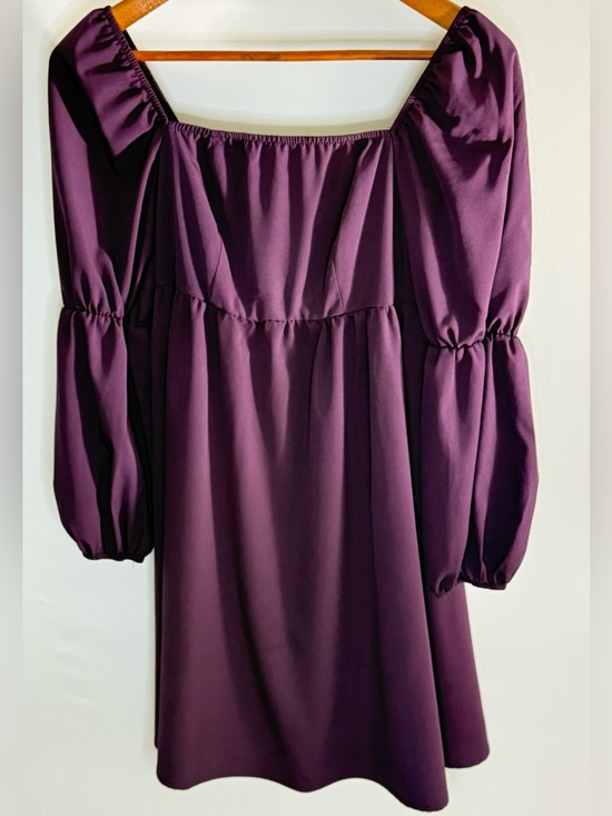Exlura Dresses & Skirts - Exlura | Plum Purple Smocked Babydoll Puff Sleeve Mini Dress